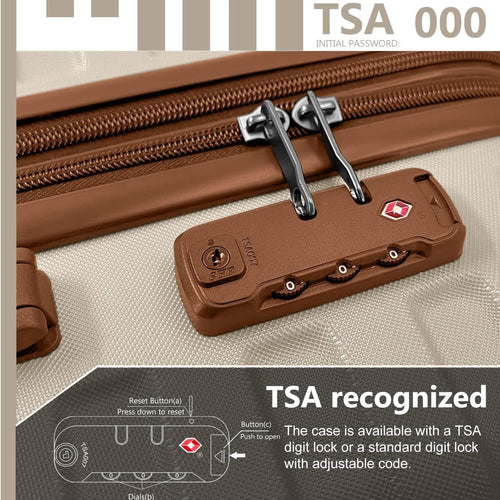 Luggage Sets 6 Piece with Duffel Bags, Hardside Expandable Suitcases with Spinner Wheels TSA Lock, Cream - Image 3