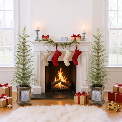 4ft Pre-Lit Artificial Christmas 2-Piece Set with Realistic PE Material, Green, Vinyl, 47.2in H - Image 8