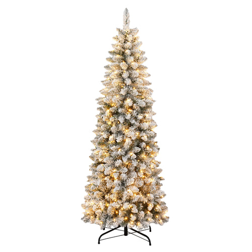 3 Pcs Flocked Artificial Christmas Tree Set with Lights, 4ft 5ft 6ft Christmas Snow Tree Set, Christmas Decor - Image 13