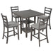 5-Piece Wooden Counter Height Dining Set with Padded Chairs and Storage Shelving - DTYStore