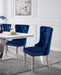 Contemporary Blue Color Flannelette 2pcs Side Chairs Button-Tufted Upholstered Dining Chairs Wingback Design Furniture Set - DTYStore