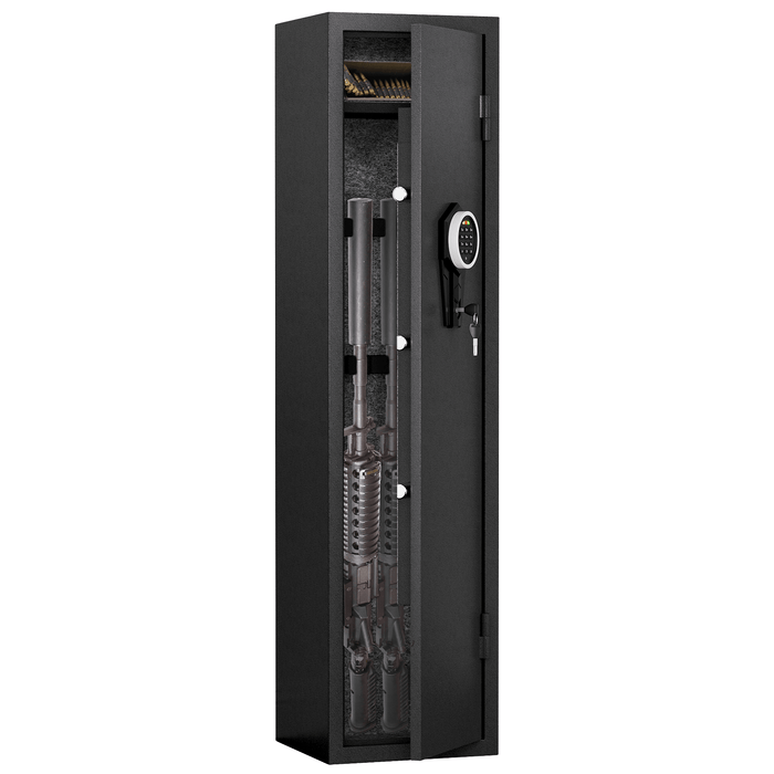 "High-Security Steel Rifle Cabinet - 3-4 Gun Capacity, Electronic Lock, Solid Bolts, Dual Alarms, LED Lighting, Silent Operation" - DTYStore