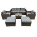 6 Piece Patio Rattan Wicker Outdoor Furniture Conversation Sofa Set with Removeable Cushions and Temper glass TableTop - DTYStore