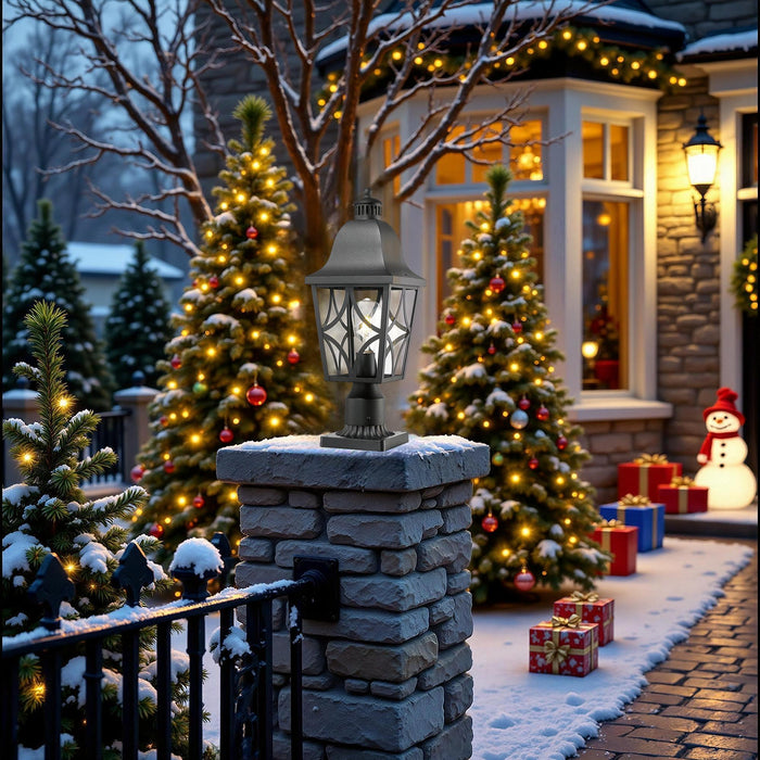 Outdoor Post Lights Lamp Post Light Fixture, Waterproof Aluminum Housing with Glass, Fence Post Deck Lighting for Garden, Patio, Pathway (1 pack)