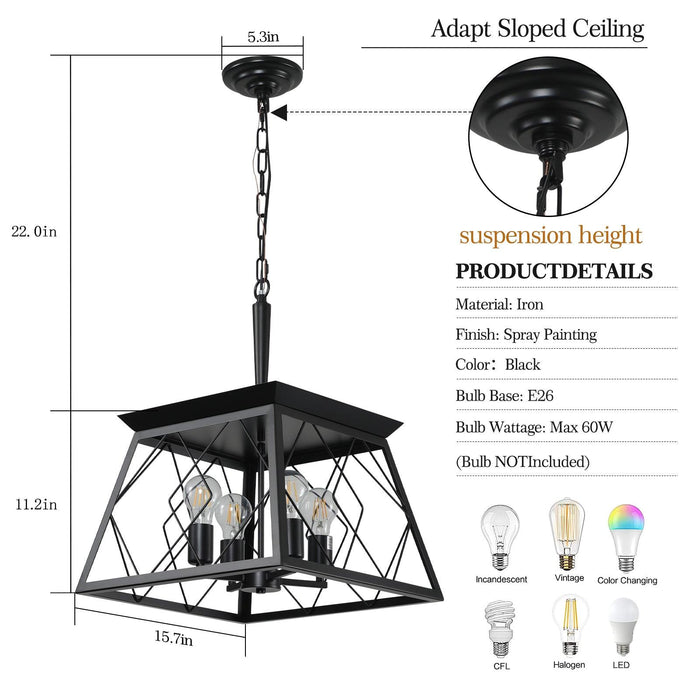 4-Light Farmhouse Chandeliers For Dining Room Black(No Bulbs) - DTYStore