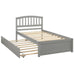Twin Size Platform Bed Wood Bed Frame with Trundle, Gray - DTYStore