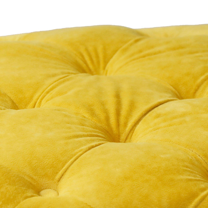 Yellow Modern Velvet Upholstered Ottoman, Exquisite Small End Table, Soft Foot Stool,Dressing Makeup Chair, Comfortable Seat for Living Room, Bedroom, Entrance - DTYStore