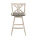 Counter Height Chairs Set of 2, White Gray 360-degree Swivel Chair Solid Rubberwood Kitchen Dining Furniture, X-Back - DTYStore