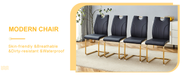 Black PU Dining Chair Set.Uniquely designed black dining chairs. PU material, paired with gold metal chair legs. Suitable for offices, restaurants, kitchens, conference rooms, etc.(Set of 6) - DTYStore