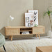 55.12" Rattan TV cabinet, double sliding doors for storage, adjustable shelf, solid wood legs, TV console for living room ,natural - DTYStore