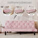 Sofa to Sofa Bed Transformation: 66" Pink Velvet Sofa Bed, Ideal for Family Living Rooms, Apartments & Bedrooms - DTYStore