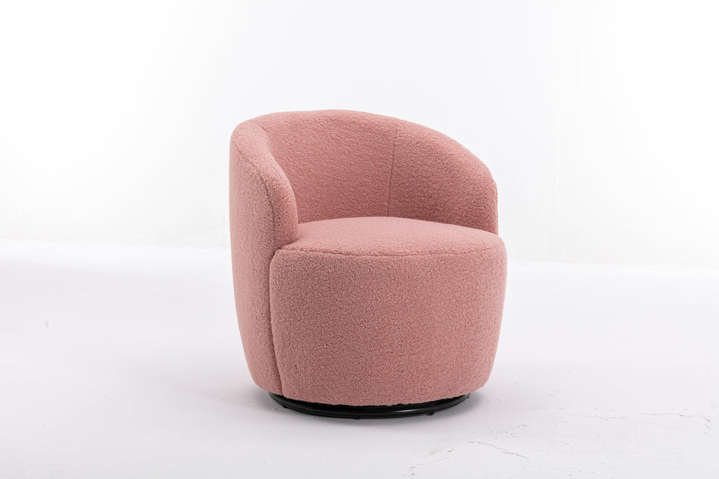 Fabric Swivel Accent Armchair Barrel Chair with Black Powder Coating Metal Ring - DTYStore