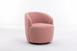 Fabric Swivel Accent Armchair Barrel Chair with Black Powder Coating Metal Ring - DTYStore
