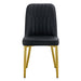 8 modern dining chairs, sleek PU backrest, and gold metal legs bring a comfortable home experience to the kitchen, bedroom, and office.Black PU Chairs with Simple Line Designs On The Backrest. - DTYStore