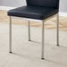 Luxury Simple Chair - Set of 6 BLACK PU Material High Resilience Dining Chair with Metal Silver Leg.The Chair Back Has a Vertical Stripe Design With Smooth And Uniform Lines. - DTYStore
