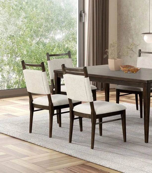 7pc Dining Room Set Dark Walnut Wooden Dining Table 6x Side Chairs Rubber wood Modern Kitchen Dining Default -DTYStore