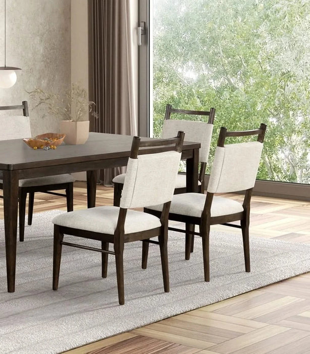 7pc Dining Room Set Dark Walnut Wooden Dining Table 6x Side Chairs Rubber wood Modern Kitchen Dining Default -DTYStore