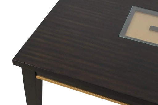 7pc Dining Set Contemporary Espresso Dining Table Glass Insert Top 6x Chairs Wooden Kitchen Dining Room Furniture Default -DTYStore