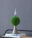 7x7x17' Faux Boxwood Topiary Sphere on Metal Spire Default -DTYStore