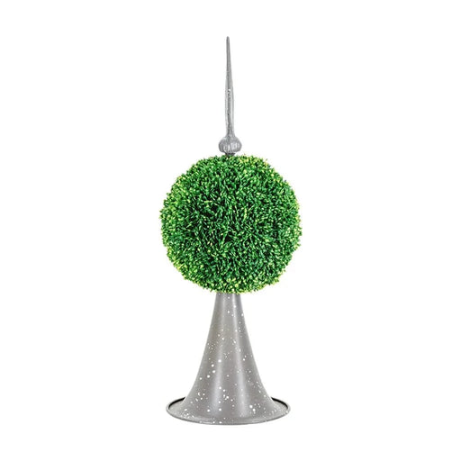 7x7x17' Faux Boxwood Topiary Sphere on Metal Spire Default -DTYStore