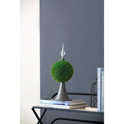 7x7x17' Faux Boxwood Topiary Sphere on Metal Spire Default -DTYStore