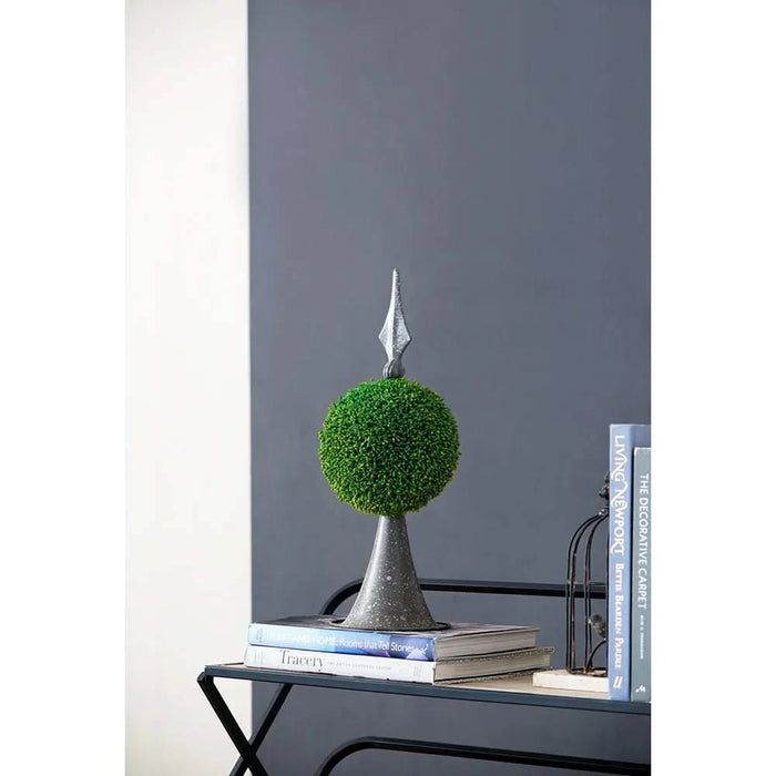 7x7x17' Faux Boxwood Topiary Sphere on Metal Spire Default -DTYStore