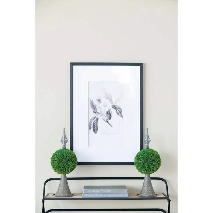 7x7x17' Faux Boxwood Topiary Sphere on Metal Spire Default -DTYStore