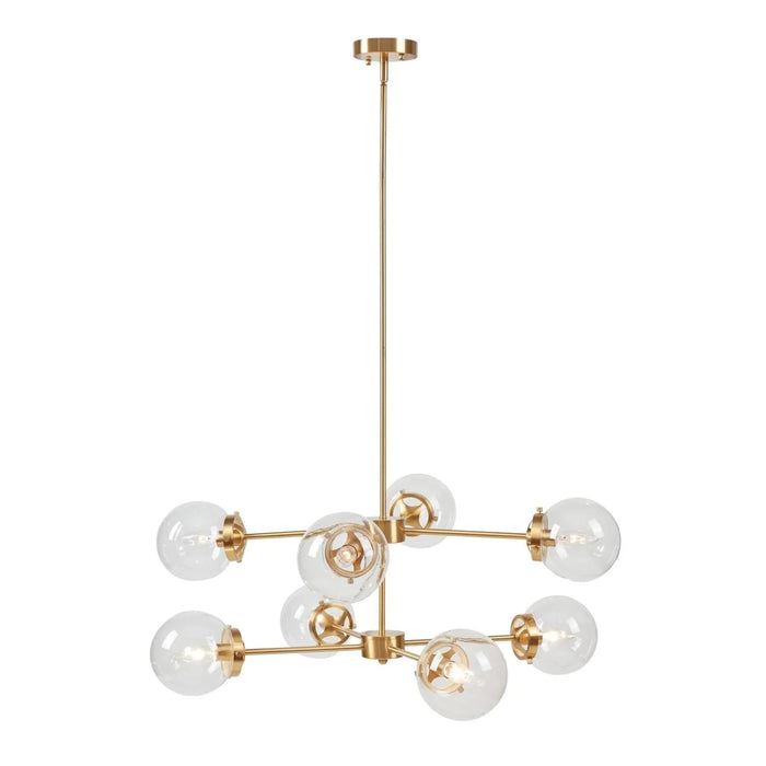 8-Light Metal Chandelier with Globe Bulbs Gold/Clear See below Default -DTYStore