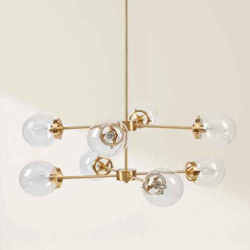 8-Light Metal Chandelier with Globe Bulbs Gold/Clear See below Default -DTYStore