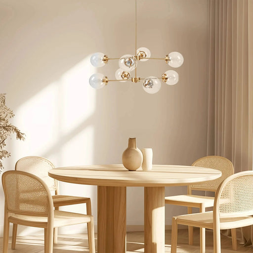 8-Light Metal Chandelier with Globe Bulbs Gold/Clear See below Default -DTYStore