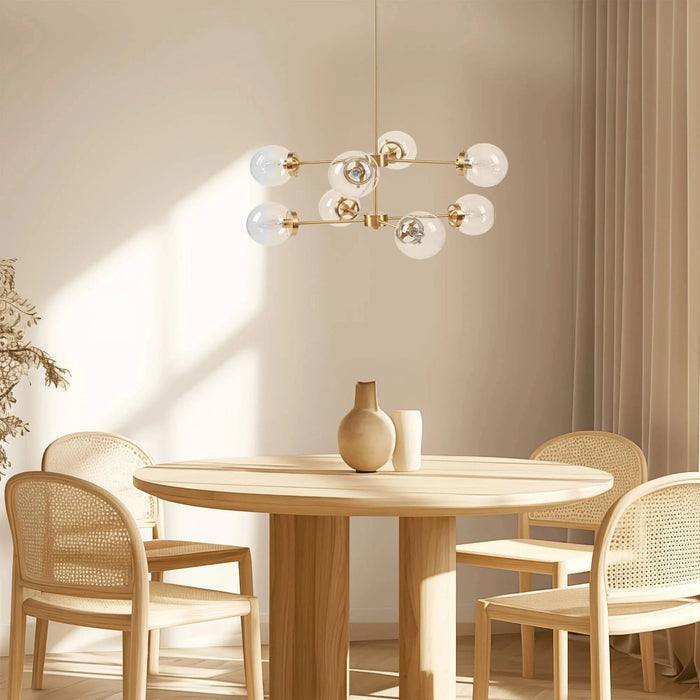 8-Light Metal Chandelier with Globe Bulbs Gold/Clear See below Default -DTYStore