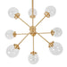 8-Light Metal Chandelier with Globe Bulbs Gold/Clear See below Default -DTYStore
