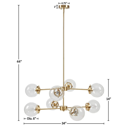 8-Light Metal Chandelier with Globe Bulbs Gold/Clear See below Default -DTYStore