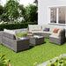 8-Piece Outdoor Wicker Round Sofa Set with Rectangular Coffee Table Default -DTYStore