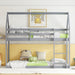 Twin over Twin Rubber Wood Floor Bunk Bed, with ladder,Guardrails,House-Shaped-Bunk Bed,Grey - DTYStore