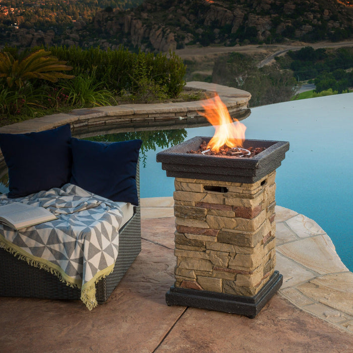 19.50'' STONE MGO FIRE COLUMN - 40 000 BTU - DTYStore