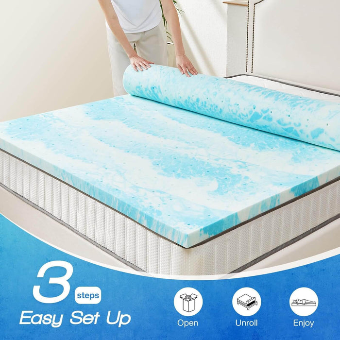 Memory Foam Cooling Gel Swirl Infused Bed Topper for Back Pain,2 Inches,Full - DTYStore