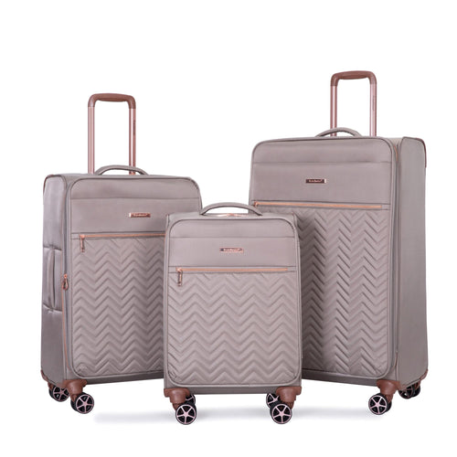 Softshell Terylene Luggage Set with Spinner Wheels - 4-Piece (16/20/24/28) Khaki - Image 6
