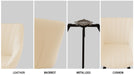 63" medieval modern cream style MDF dining table and beige PU dining chair set, 6 sets of black metal leg dining chairs, suitable for kitchen&home - DTYStore