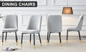 Modern dining chairs are equipped with light gray PU artificial leather backrest cushions and black metal legs, suitable for restaurants,kitchens,and bedrooms.Set of 4pieces (light gray+PU)W1151118943 - DTYStore