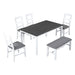 6-Piece Wood Dining Table Set Kitchen Table Set with Upholstered Bench and 4 Dining Chairs, Farmhouse Style,Gray+White - DTYStore