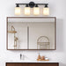 Modern 4-Light Vanity Bathroom Mirror Light, Frosted White Glass with Black Iron Frame, Contemporary Wall Sconce for Bedroom, Bathroom, And Dressing Room (Bulb Not Included) - DTYStore