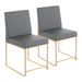 High Back Fuji Contemporary Dining Chair in Gold and Grey Faux Leather by LumiSource - Set of 2 - DTYStore