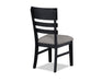 2pc Black Finish Side Chair Gray Fabric Upholstery Seat Ladder Back Contemporary Transitional Style Dining Room Wooden Furniture - DTYStore