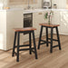 Farmhouse Rustic 2-piece Counter Height Wood Kitchen Dining Stools for Small Places, Walnut+Black - DTYStore