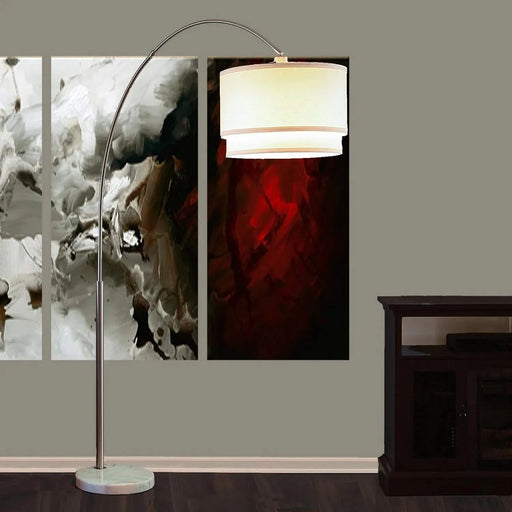 81'H DOUBLE SHADE MARBLE BASE FLOOR LAMP (3.65/43.20) Default -DTYStore