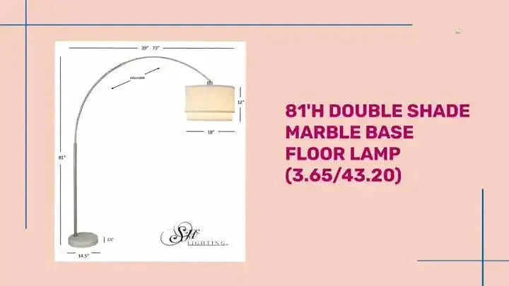 81'H DOUBLE SHADE MARBLE BASE FLOOR LAMP (3.65/43.20) Default -DTYStore