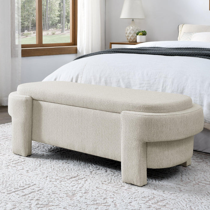 Linen Fabric Upholstered Bench with Large Storage Space for the Living Room, Entryway and Bedroom,Beige,( 51.5''x20.5''x17'' ) - DTYStore
