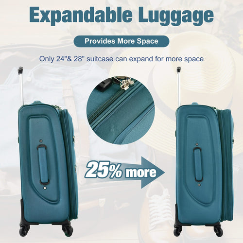 Softside Luggage Expandable 3 Piece Set Suitcase with Duffel Bag Upright Spinner Softshell Lightweight Luggage Travel Set - Image 4