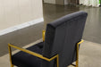 Modern Velvet Dining Arm Chair Set of 1, Tufted Design and Gold Finish Stainless Base - DTYStore